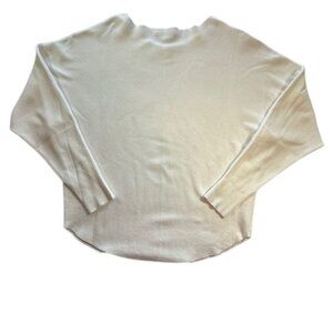 Vila Milano Off White Long Sleeve Shirt Tail Bottom Sweater- Size M